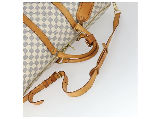 LOUIS VUITTON Borsa Boston Keepall Bandoulière 55 Damier Azur N41429 Auth 166321 - vista 7