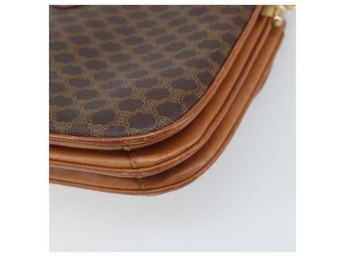 Céline Borsa a Spalla in Tela Macadam CELINE in Pelle PVC Marrone Oro Auth 172001 D'oro - vista 12
