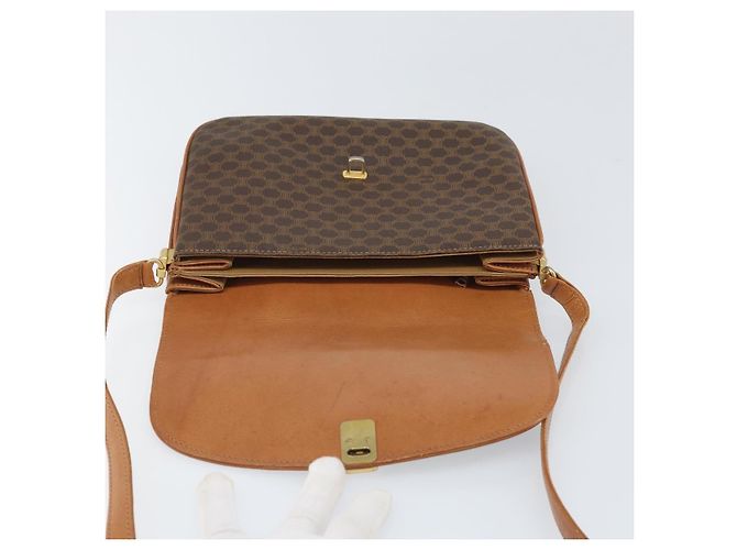 Céline Borsa a Spalla in Tela Macadam CELINE in Pelle PVC Marrone Oro Auth 172001 D'oro - vista 15