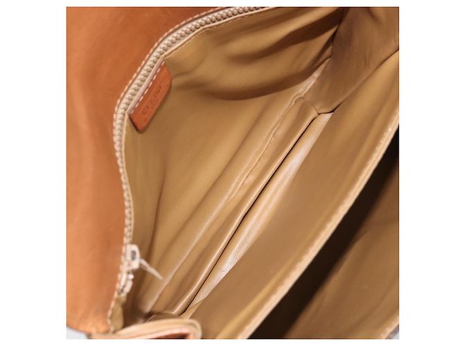 Céline Borsa a Spalla in Tela Macadam CELINE in Pelle PVC Marrone Oro Auth 172001 D'oro - vista 17