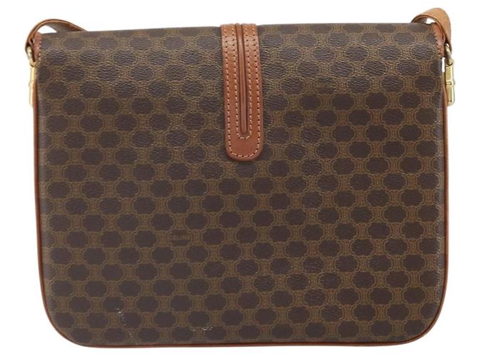 Céline Borsa a Spalla in Tela Macadam CELINE in Pelle PVC Marrone Oro Auth 172001 D'oro - vista 3