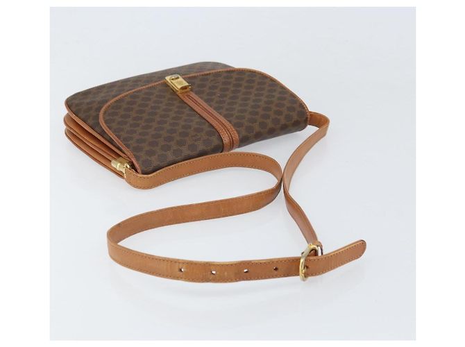 Céline Borsa a Spalla in Tela Macadam CELINE in Pelle PVC Marrone Oro Auth 172001 D'oro - vista 7