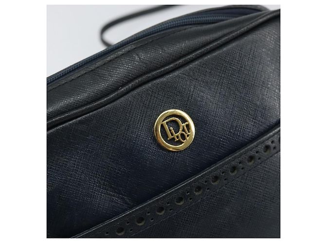 Borsa a Spalla Christian Dior in Pelle Blu Navy Oro Auth bs33276 D'oro - vista 14