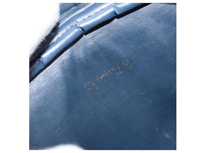 Borsa a Spalla Christian Dior in Pelle Blu Navy Oro Auth bs33276 D'oro - vista 16