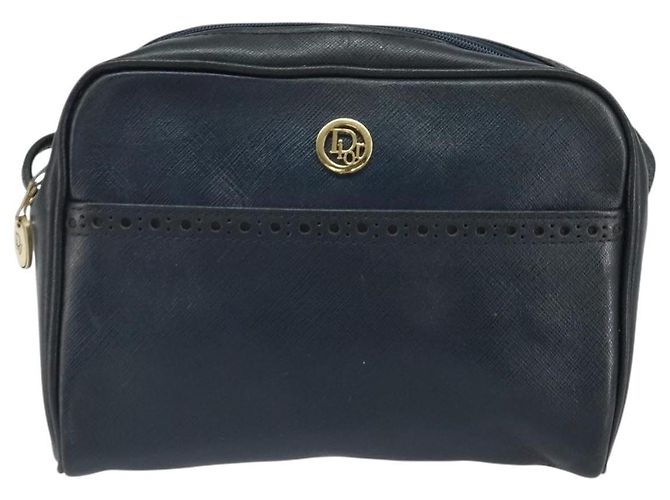 Borsa a Spalla Christian Dior in Pelle Blu Navy Oro Auth bs33276 D'oro - vista 2