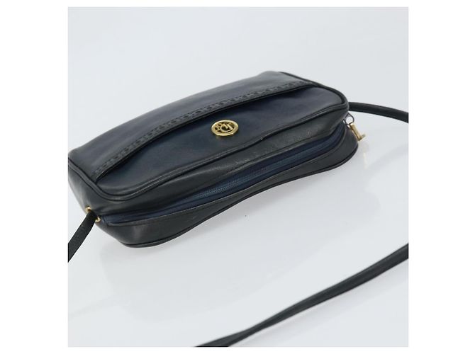 Borsa a Spalla Christian Dior in Pelle Blu Navy Oro Auth bs33276 D'oro - vista 6