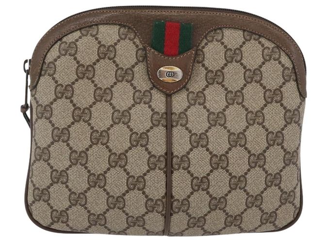 Borsa Sherry Line GG Supreme Web di GUCCI in PVC beige e oro 904 02 047 Auth BA10668 D'oro - vista 2