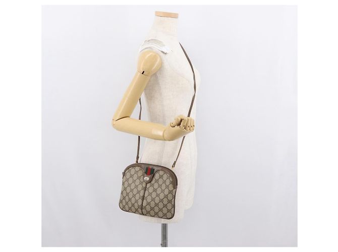 Borsa Sherry Line GG Supreme Web di GUCCI in PVC beige e oro 904 02 047 Auth BA10668 D'oro - vista 22