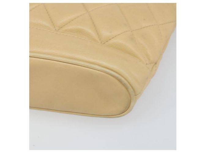 Borsa a spalla matelassé in pelle CHANEL con catena beige oro CC Auth 169546 D'oro - vista 10