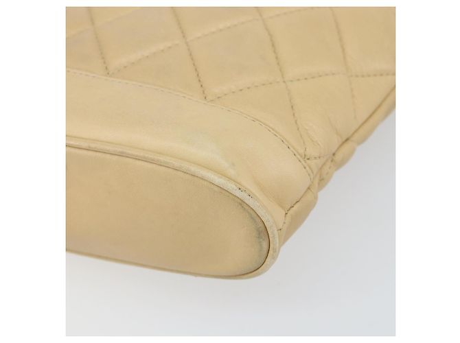Borsa a spalla matelassé in pelle CHANEL con catena beige oro CC Auth 169546 D'oro - vista 12