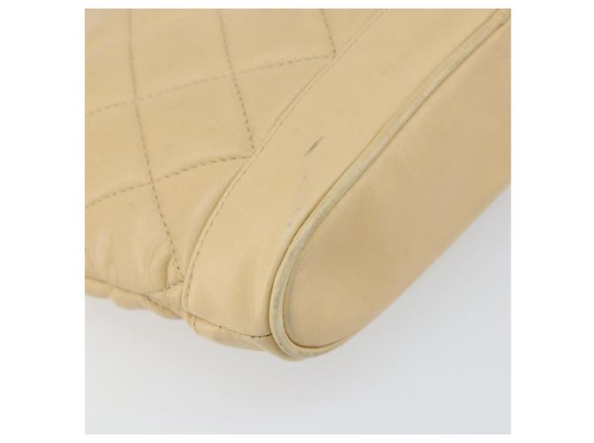 Borsa a spalla matelassé in pelle CHANEL con catena beige oro CC Auth 169546 D'oro - vista 13