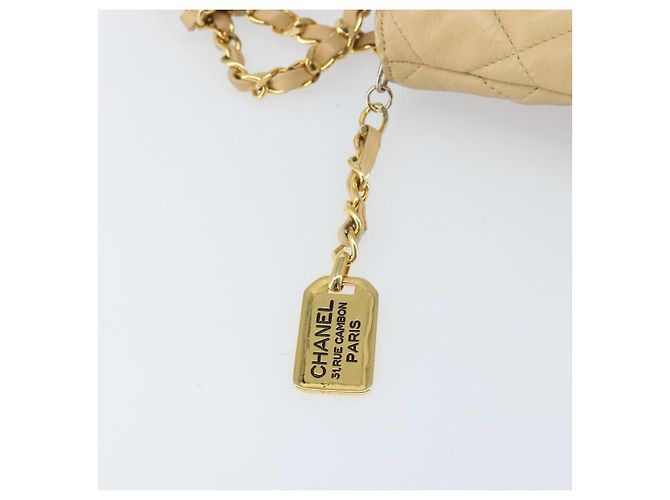 Borsa a spalla matelassé in pelle CHANEL con catena beige oro CC Auth 169546 D'oro - vista 14