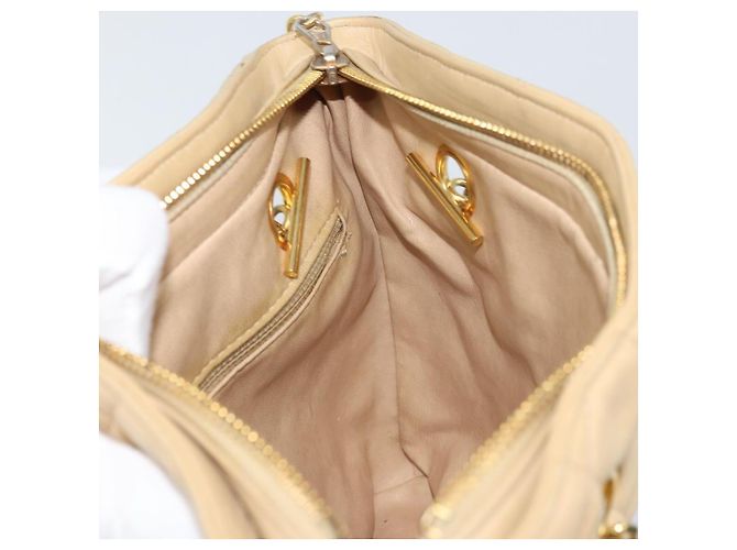 Borsa a spalla matelassé in pelle CHANEL con catena beige oro CC Auth 169546 D'oro - vista 17