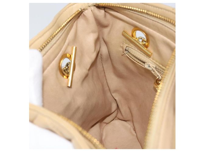 Borsa a spalla matelassé in pelle CHANEL con catena beige oro CC Auth 169546 D'oro - vista 18