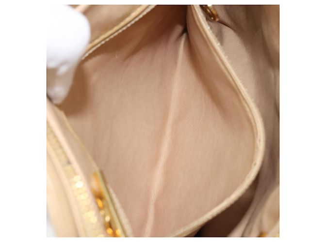 Borsa a spalla matelassé in pelle CHANEL con catena beige oro CC Auth 169546 D'oro - vista 20