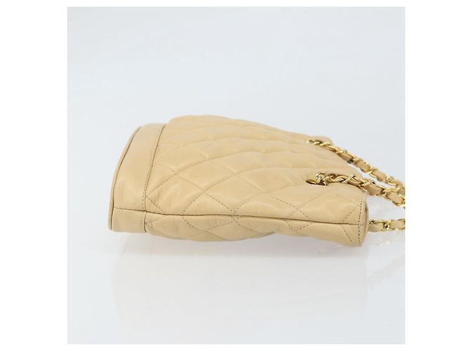 Borsa a spalla matelassé in pelle CHANEL con catena beige oro CC Auth 169546 D'oro - vista 4