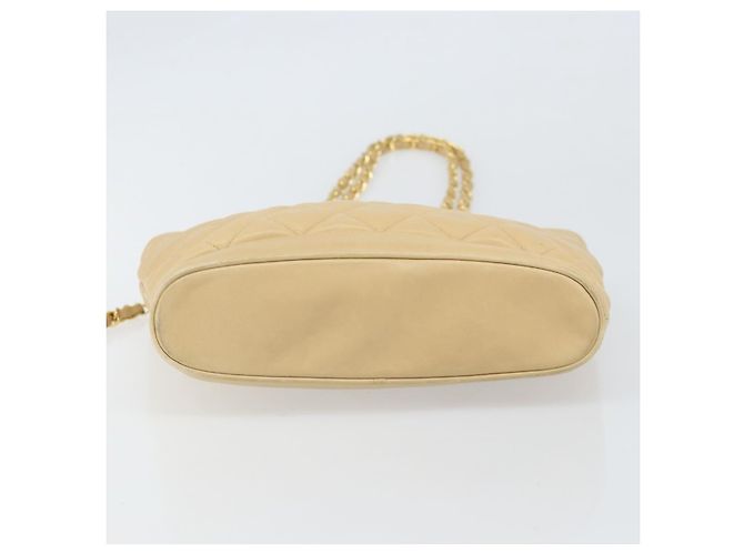 Borsa a spalla matelassé in pelle CHANEL con catena beige oro CC Auth 169546 D'oro - vista 9