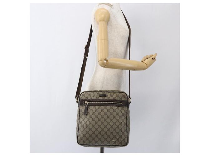 Gucci Borsa a Spalla GG Supreme PVC Beige Oro 201448 Auth ti3728 D'oro - vista 23