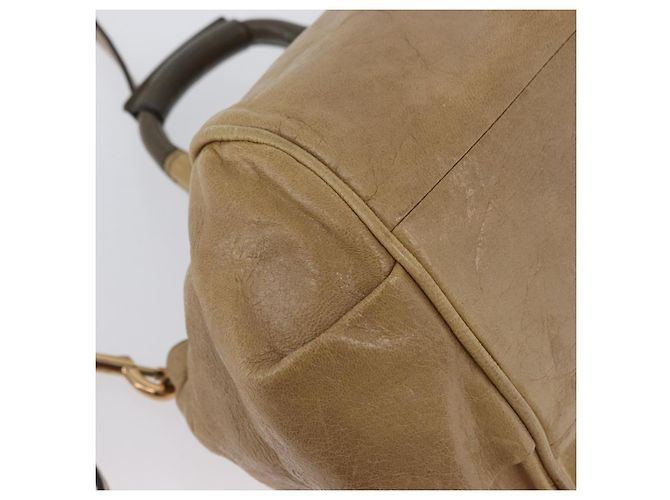 Chloé Chloe Etel Handtasche Leder 2-in-1 Beige Gold Auth BA10742 Golden - Ansicht 14