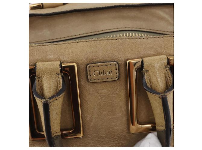Chloé Chloe Etel Handtasche Leder 2-in-1 Beige Gold Auth BA10742 Golden - Ansicht 16