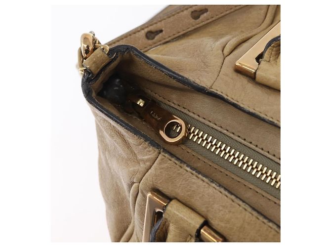 Chloé Chloe Etel Handtasche Leder 2-in-1 Beige Gold Auth BA10742 Golden - Ansicht 17