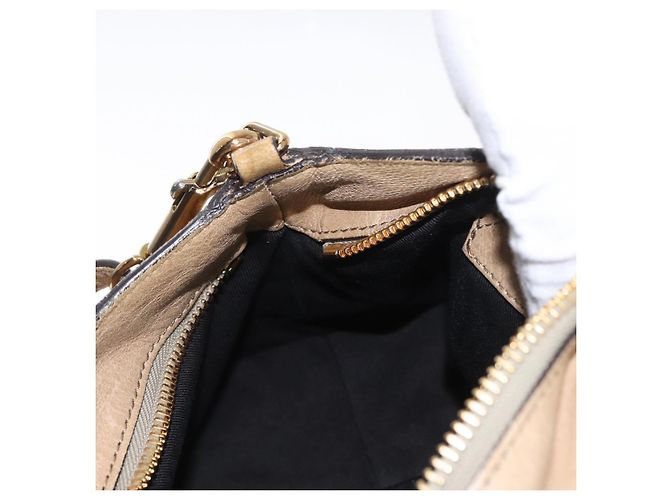 Chloé Chloe Etel Handtasche Leder 2-in-1 Beige Gold Auth BA10742 Golden - Ansicht 21