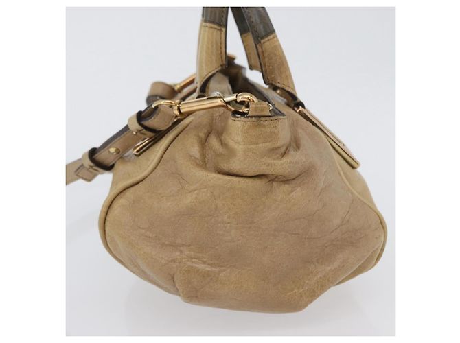 Chloé Chloe Etel Handtasche Leder 2-in-1 Beige Gold Auth BA10742 Golden - Ansicht 4