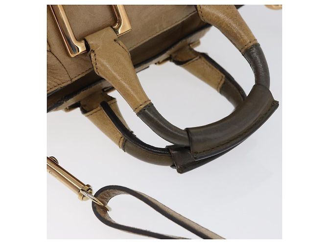 Chloé Chloe Etel Handtasche Leder 2-in-1 Beige Gold Auth BA10742 Golden - Ansicht 7