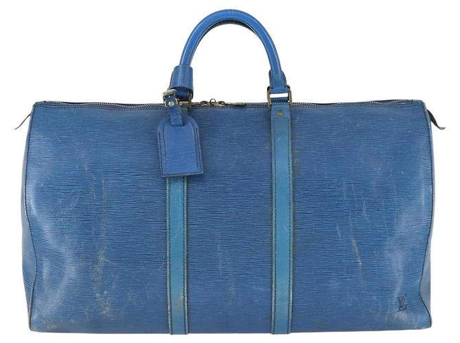 LOUIS VUITTON Epi Keepall 50 Borsa Boston Vintage Blu M42965 LV Auth 163435 - vista 13