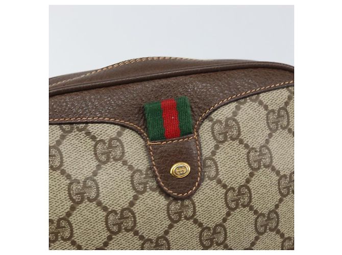 Gucci Borsa GG Supreme Web Sherry Line in PVC beige e oro 156 02 066 Auth 171353 D'oro - vista 14