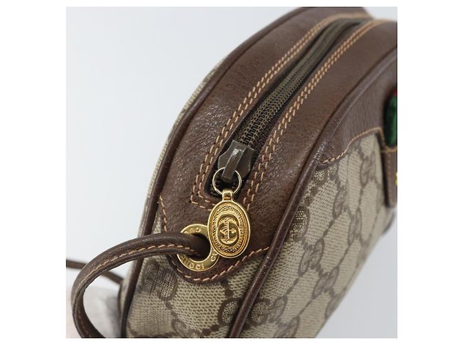 Gucci Borsa GG Supreme Web Sherry Line in PVC beige e oro 156 02 066 Auth 171353 D'oro - vista 15