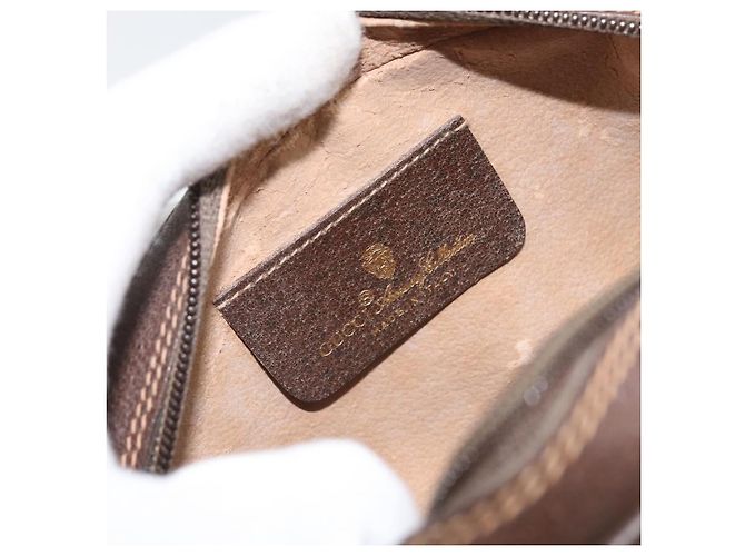 Gucci Borsa GG Supreme Web Sherry Line in PVC beige e oro 156 02 066 Auth 171353 D'oro - vista 16