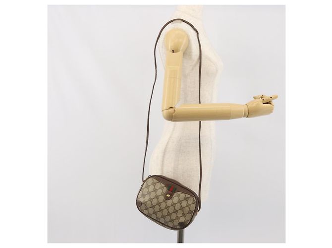 Gucci Borsa GG Supreme Web Sherry Line in PVC beige e oro 156 02 066 Auth 171353 D'oro - vista 21