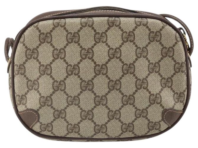 Gucci Borsa GG Supreme Web Sherry Line in PVC beige e oro 156 02 066 Auth 171353 D'oro - vista 3