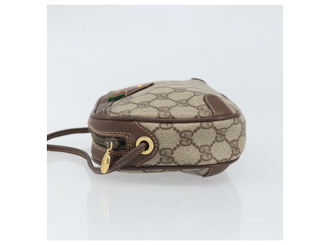 Gucci Borsa GG Supreme Web Sherry Line in PVC beige e oro 156 02 066 Auth 171353 D'oro - vista 5