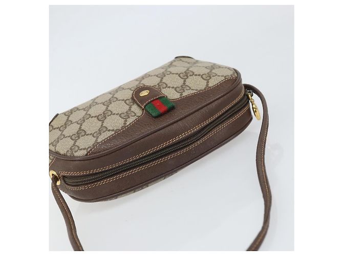 Gucci Borsa GG Supreme Web Sherry Line in PVC beige e oro 156 02 066 Auth 171353 D'oro - vista 6