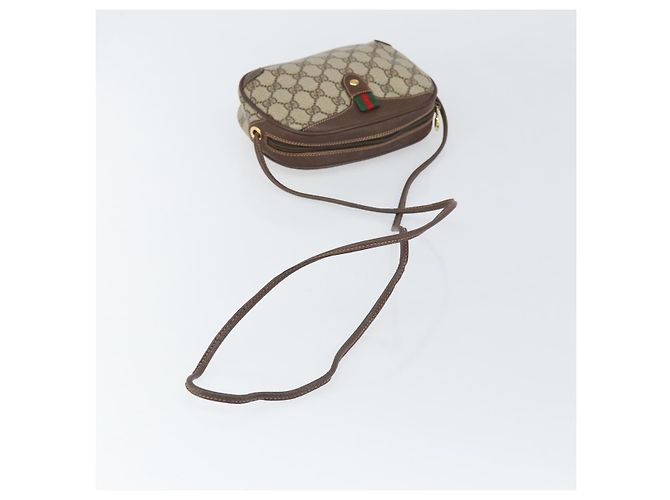 Gucci Borsa GG Supreme Web Sherry Line in PVC beige e oro 156 02 066 Auth 171353 D'oro - vista 7