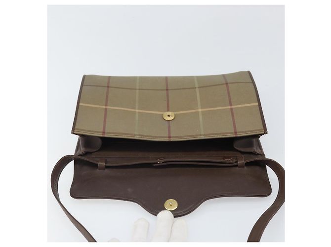 Borsa a Spalla Burberrys Nova Check in Tela Beige Oro Auth bs33287 D'oro - vista 15