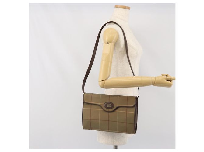 Borsa a Spalla Burberrys Nova Check in Tela Beige Oro Auth bs33287 D'oro - vista 20