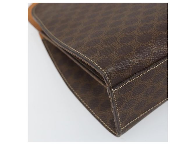 Céline Borsa a Spalla in Tela Macadam CELINE in Pelle PVC Marrone Oro Auth 171609 D'oro - vista 11