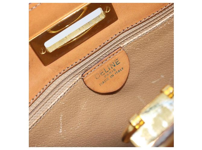 Céline Borsa a Spalla in Tela Macadam CELINE in Pelle PVC Marrone Oro Auth 171609 D'oro - vista 15