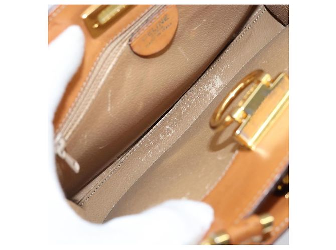 Céline Borsa a Spalla in Tela Macadam CELINE in Pelle PVC Marrone Oro Auth 171609 D'oro - vista 16