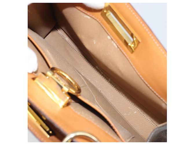 Céline Borsa a Spalla in Tela Macadam CELINE in Pelle PVC Marrone Oro Auth 171609 D'oro - vista 21
