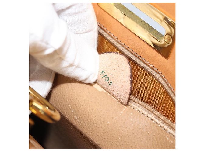 Céline Borsa a Spalla in Tela Macadam CELINE in Pelle PVC Marrone Oro Auth 171609 D'oro - vista 22