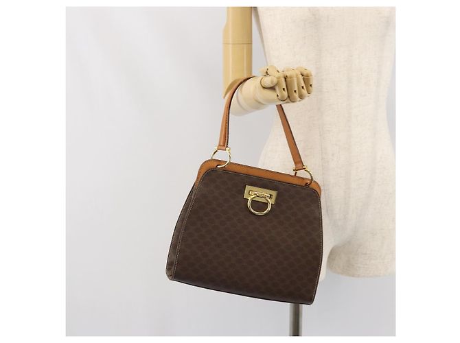 Céline Borsa a Spalla in Tela Macadam CELINE in Pelle PVC Marrone Oro Auth 171609 D'oro - vista 23
