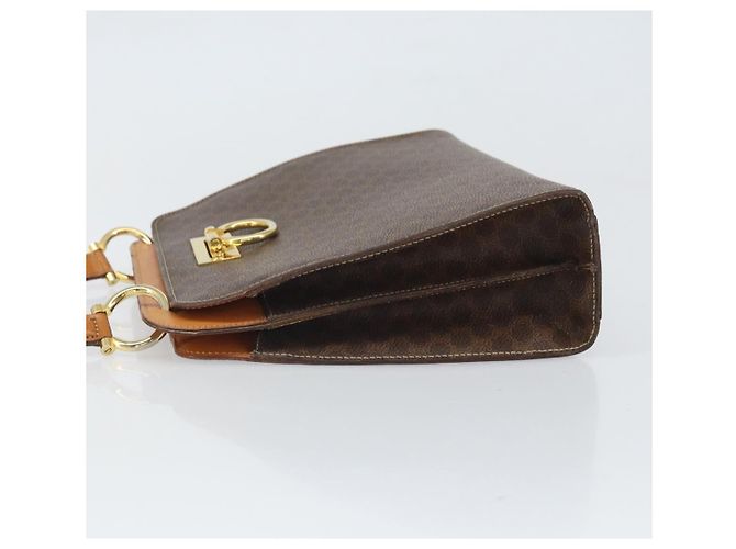 Céline Borsa a Spalla in Tela Macadam CELINE in Pelle PVC Marrone Oro Auth 171609 D'oro - vista 5