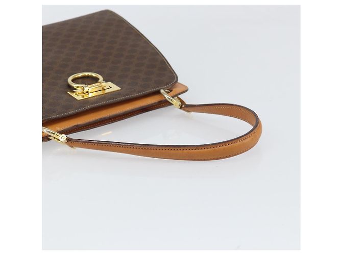 Céline Borsa a Spalla in Tela Macadam CELINE in Pelle PVC Marrone Oro Auth 171609 D'oro - vista 7