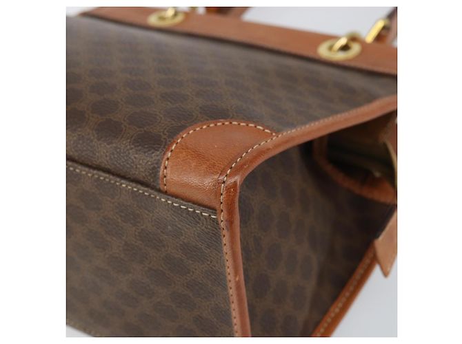 Céline Bolso de mano de lona Macadam CELINE en cuero PVC marrón dorado Auth 171069 Castaño - vista 10