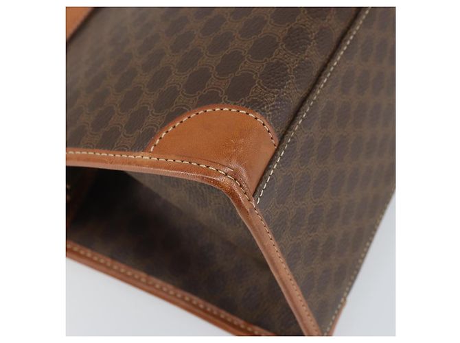Céline Bolso de mano de lona Macadam CELINE en cuero PVC marrón dorado Auth 171069 Castaño - vista 11