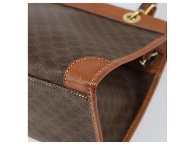 Céline Bolso de mano de lona Macadam CELINE en cuero PVC marrón dorado Auth 171069 Castaño - vista 12